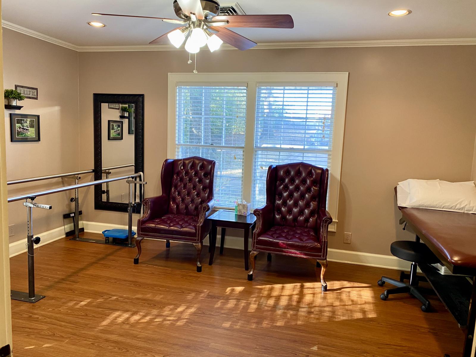 Patient room use for prosthetic and orthotic evaluations and fittings.